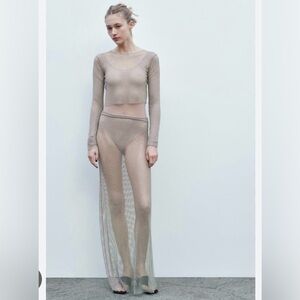 Zara Rhinestone Mesh Skirt